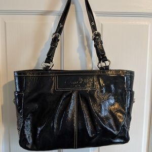 Navy blue patent leather Coach purse